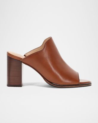Frye Stella Leather Block-Heel Mule Sandals
