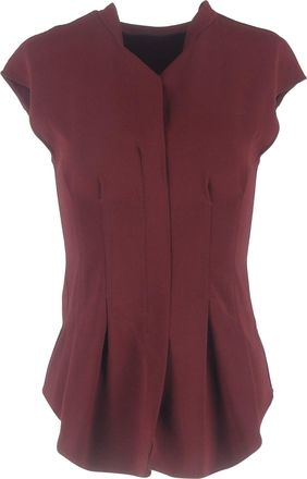 Theory Cinched Waist Blouse in Burgundy Polyester