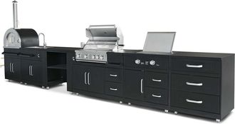 Oviala Cocina al aire libre con 6 muebles y módulo de cocción