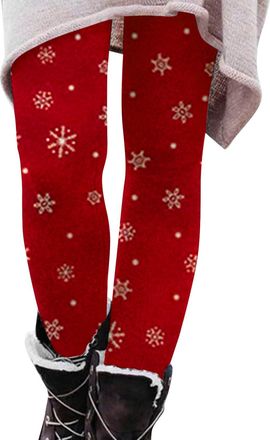 Generic Womens Fleece Lined Leggings Thermal Tights Womens Fashion Comfortable Slim Fit Santa Animal Snowflake Print Casual Pants Leggings for Workout Sport Y