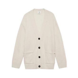 Anine Bing Truien & Vesten, Dames, Beige, XS, Kasjmier, Crème V-hals Sweater met knopen