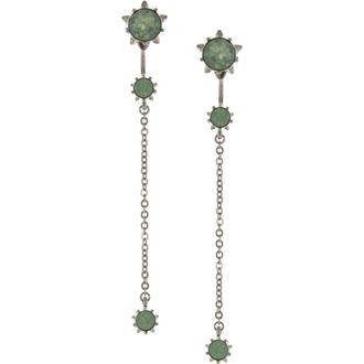 Olivia Welles Sunburst Crystal Chain Drop Linear Earrings in Green at Nordstrom Rack