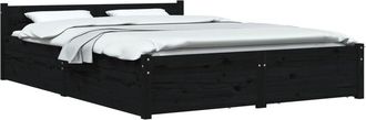 vidaXL Estructura de cama con cajones doble negro 135x190 cm Vidaxl