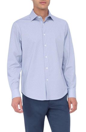 Bugatchi James OoohCotton Beehive Print Button-Up Shirt in Lilac at Nordstrom, Size Xxx-Large