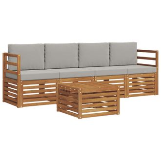 vidaXL Conjunto De Sof&aacute;s De Exterior 5 Pcs Gris Natural Y Claro Vidaxl
