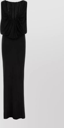 Saint Laurent shoulder-baring long dress with gathered accents