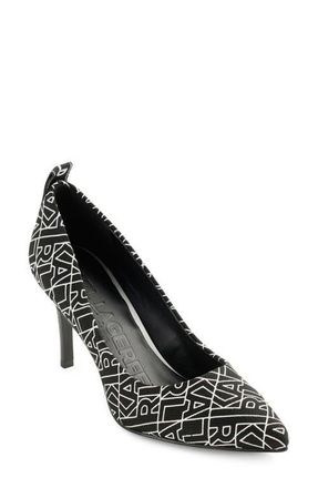 Karl Lagerfeld Royale Pointed Toe Pump in Black/White at Nordstrom, Size 7.5