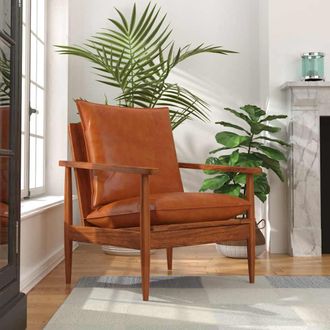 vidaXL Vidaxl - Sill&oacute;n De Cuero Aut&eacute;ntico Marr&oacute;n Con Madera De Acacia