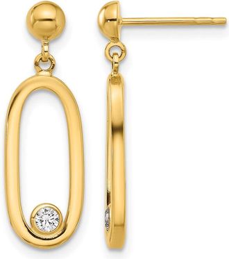 Diamond2Deal 14K Yellow Gold Round Cubic Zirconia Oval Dangle Earrings