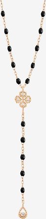 Gigi Clozeau Y-förmige Halskette aus Roségold und Diamanten Lucky Trèfle