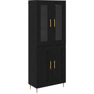vidaXL Highboard 2 pcs Black Oak Engineered Wood vidaXL