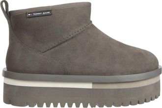 Tommy Jeans Grijze Flatform Enkellaarzen voor Vrouwen - Dames - Winterlaarzen - Grijs - 38 EU - Su&egrave;de - Schoenen