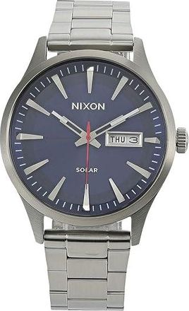 Nixon Sentry Solar Stainless Steel Mens Watches Navy Sunray/Silver