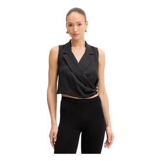 Fracomina Jassen, Dames, Zwart, M, Polyester, Colbert Wikkel Top