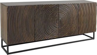 Global Interiors Massivholz Design Sideboard Zen Circle, 177 x 75 cm - Braun