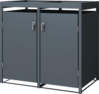 ML Design Ml-design 2x Cobertizos Para Ocultar Cubos De Basura 240l Doble Antracita 132x80x124 Cm Caseta De Acero Con Cerradura Y Puerta Incluye Cubierta Para J