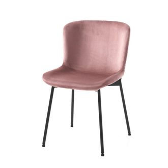 Oresteluchetta Juego 4 sillas terciopelo rosa empolvado, estructura negro 80x50x60