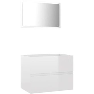 vidaXL Set Mobili da Bagno 2 pz Bianco Lucido in Legno Multistrato - Vidaxl