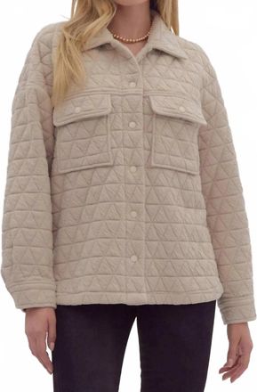 Entro Womens Long Sleeves Quilted Shacket In Ecru