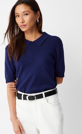 Contemporaine Womens Sleek fine-knit Polo Shirt