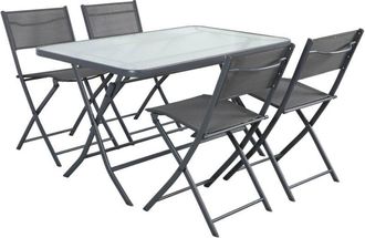 Sweeek Folding garden table steel + 4 textilene seats anthracite - Ancona