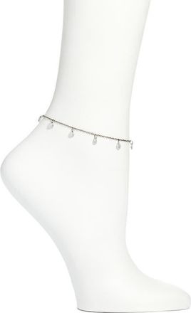 Vidakush Dainty Crystal Drop Anklet in Silver at Nordstrom, Size 7