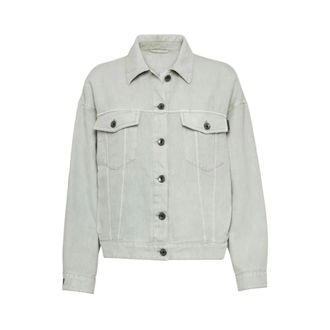 Brunello Cucinelli Giacca Camicia in Denim con Dettagli Monili - - Jackets - Donna - Verde - M