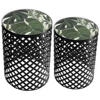 Wanderlust Deco Wanderlust Deco - Set 2 Soportes De Mosaico Y Metal Negros