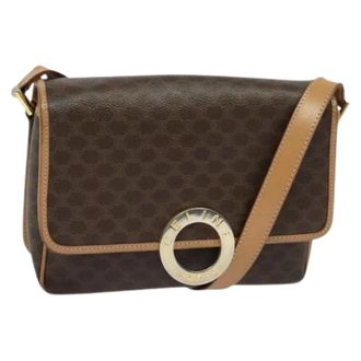 Celine Pre-owned Cross Body Bags, female, Brown, Size: ONE SIZE Pre-owned Vintage macadam circle logo shoulder bag