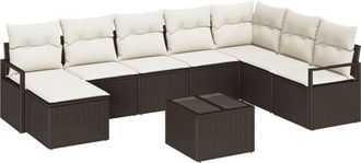 vidaXL Garden Sofa Set 9 pcs Brown Poly rattan vidaXL
