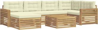 vidaXL Conjunto De Sof&aacute;s De Exterior 7 Uds. Blanco Y Crema Vidaxl