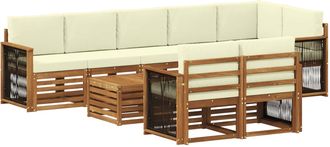 vidaXL Conjunto De Sof&aacute;s De Exterior 8 Uds. Natural Y Crema Vidaxl