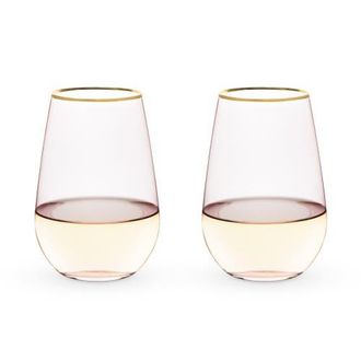 Twine Rose Crystal Stemless Wine Glasses Set of 2 in Pink at Nordstrom