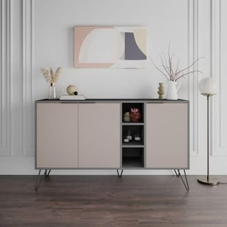 Decortie Decortie - Clara Console Sideboard Display Unit - Anthracite Grey / Mocha Grey - Mocha Grey