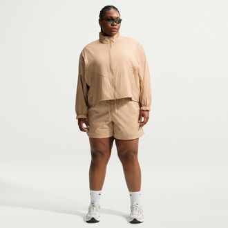 Nike Womens Nike Sportswear Loose High-Waisted Lightweight Ripstop Shorts (Plus Size) in Brown | IO6232-248