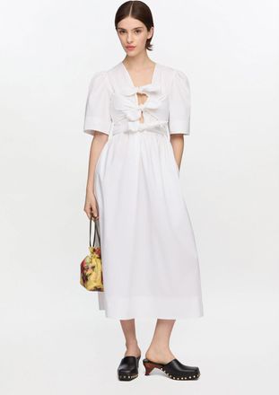 Ganni White Stretch Cotton Dress - Size 32 Organic