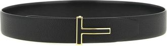 Tom Ford Riem met korrelige leren inzet en T-gesp - Heren - Riemen - Zwart - 115 CM - Leer - Accessoires