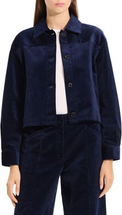 Theory Jones Corduroy Shirt Jacket in Blue Navy at Nordstrom, Size Petite