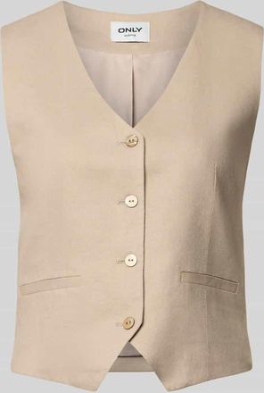 Only Regular Fit Leinenweste mit Bindeband Modell GOA in Sand, Gr&ouml;&szlig;e 34