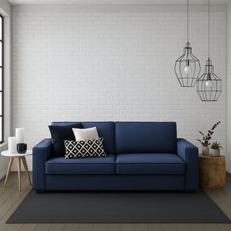 Dmora Sof&aacute; Fijo Dospin, Sof&aacute; De 3 Plazas, 100% Made In Italy, Sof&aacute; De Sal&oacute;n En Tela, Con Reposabrazos Est&aacute;ndar, Cm 220x95h90, Azul - Dmora