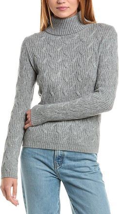 Sofiacashmere Rib Cable Turtleneck Wool & Cashmere-Blend Sweater