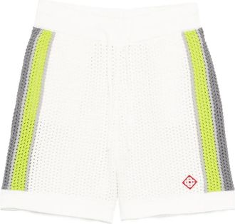 Casablanca striped crochet shorts - men - Cotton/Viscose/Polyethylene vinyl acetate (PEVA) - S - White