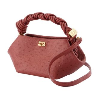 Ganni Womens Bou Mini Ostrich Purse - Ganni Synthetic Burgundy Bags Handbags-Purses