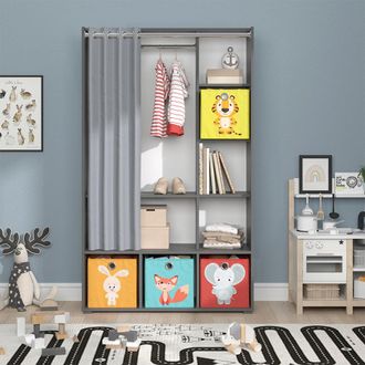 Vicco Armario De Ropa Para Ni&ntilde;os Luigi, Gris, 105.8 X 178.1 Cm Con Cajas Plegables (color) Vicco