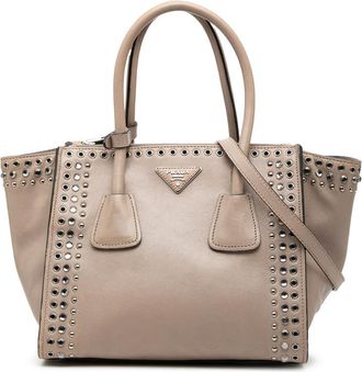 Prada Pre-owned Prada Glace Calf Studded Twin Pocket Satchel Ladies KZMU0KBM2X3WO9AO