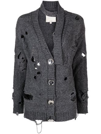 Meryll Rogge oversized distressed wool cardigan - Grey