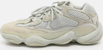 adidas Grey Leather and Mesh Yeezy 500 Salt Low Top Sneakers Size 40