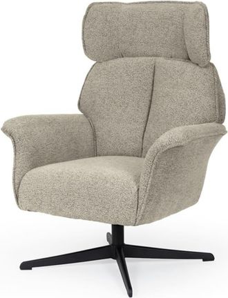 Koketto Home Butaca giratoria con reposabrazos en taupe y patas de metal en negro