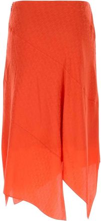Fendi Womens Chess Skirt Red Silk