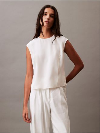 Calvin Klein Womens Flowing Tank Top - White - XS